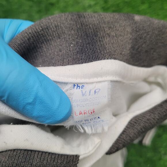 VTG 90s S'ADASS Donkey Pun Polo Shirt Mens Large White Grey Ringer Cuff - Picture 7 of 7